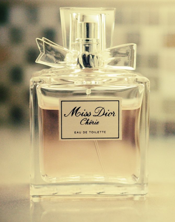 A real bottle of Miss Dior Chérie perfume